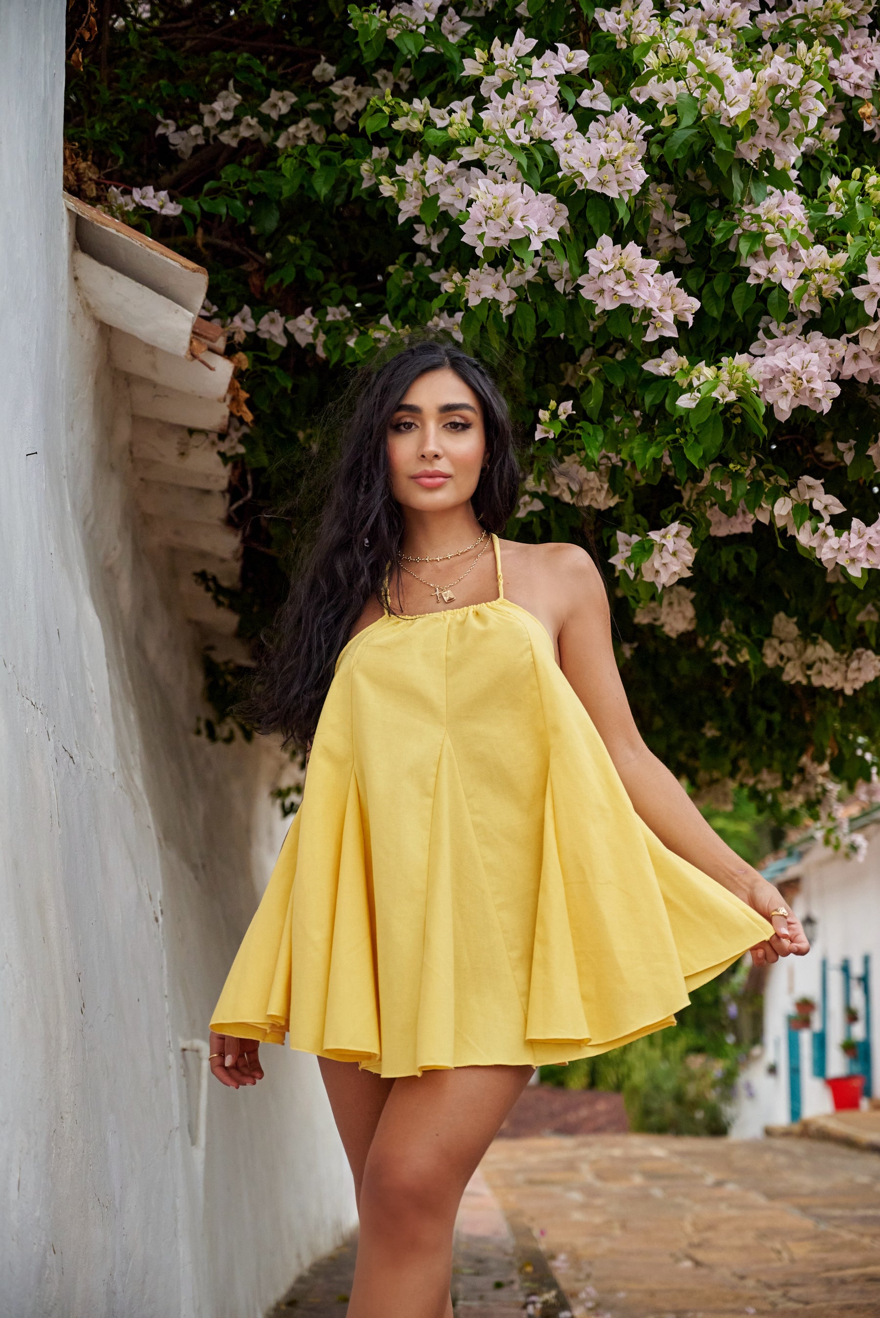 Oia Cotton Dress Yellow