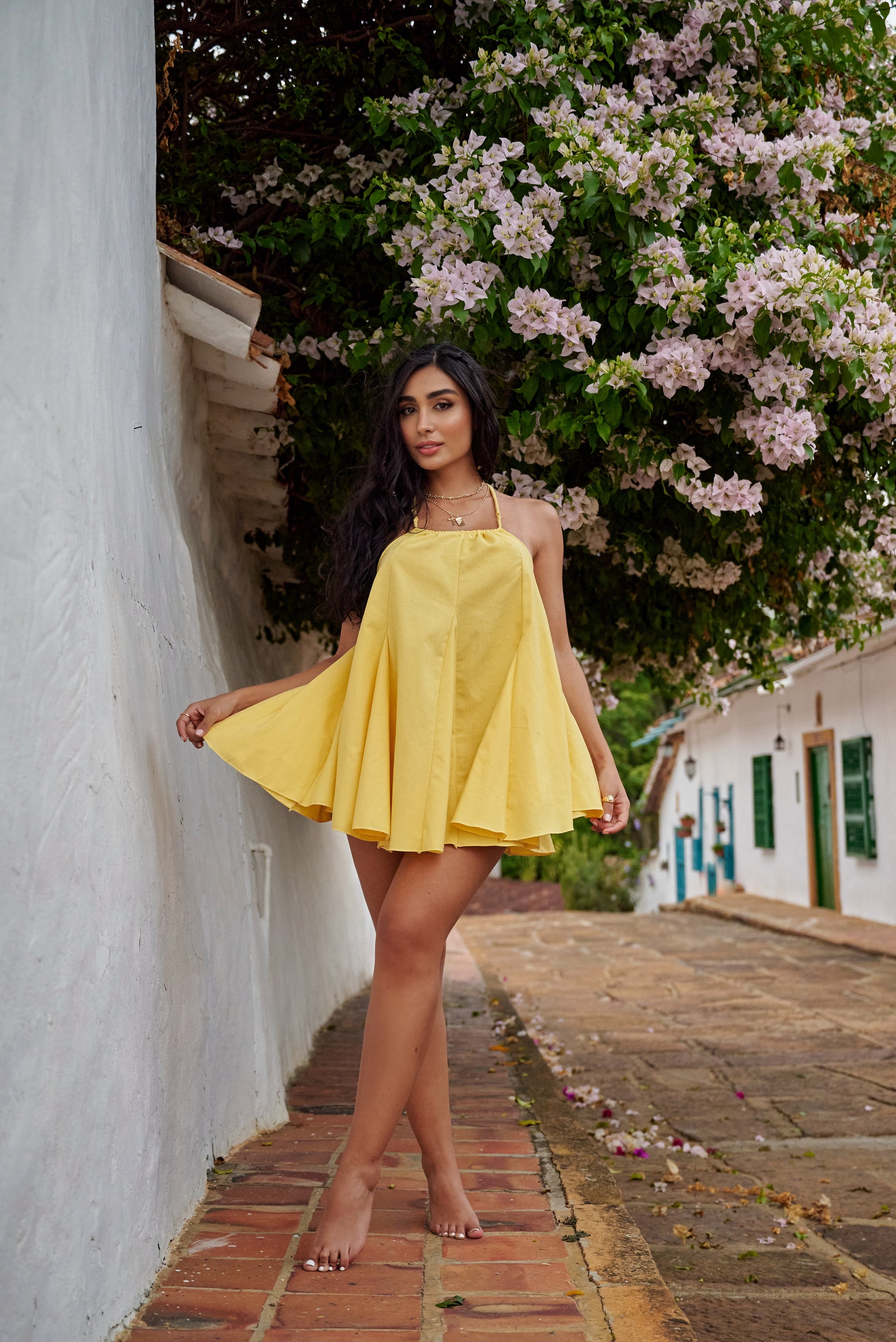 Oia Cotton Dress Yellow
