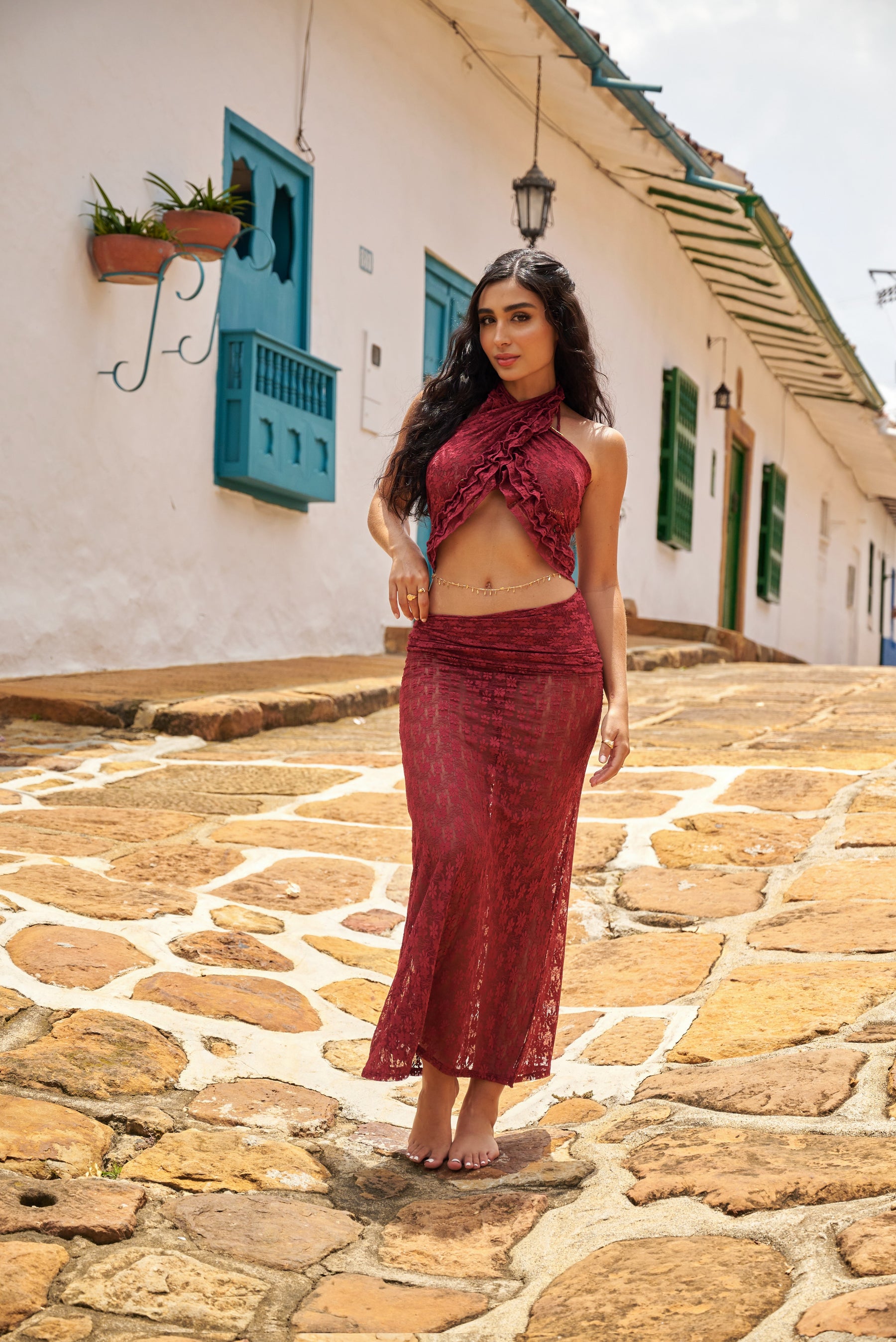 Mosquetta Maxi Skirt Wine