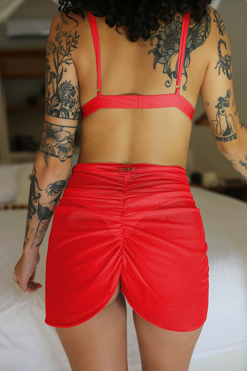 Kova Cover Up Skirt Red