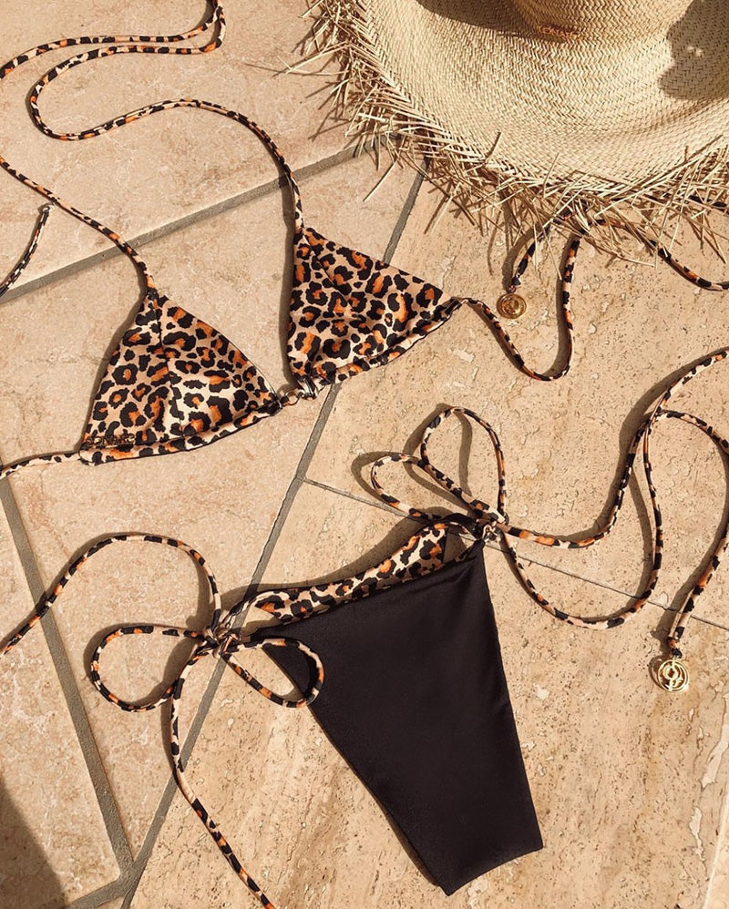 Zamba Top Wild Leo Print and Black Double Side