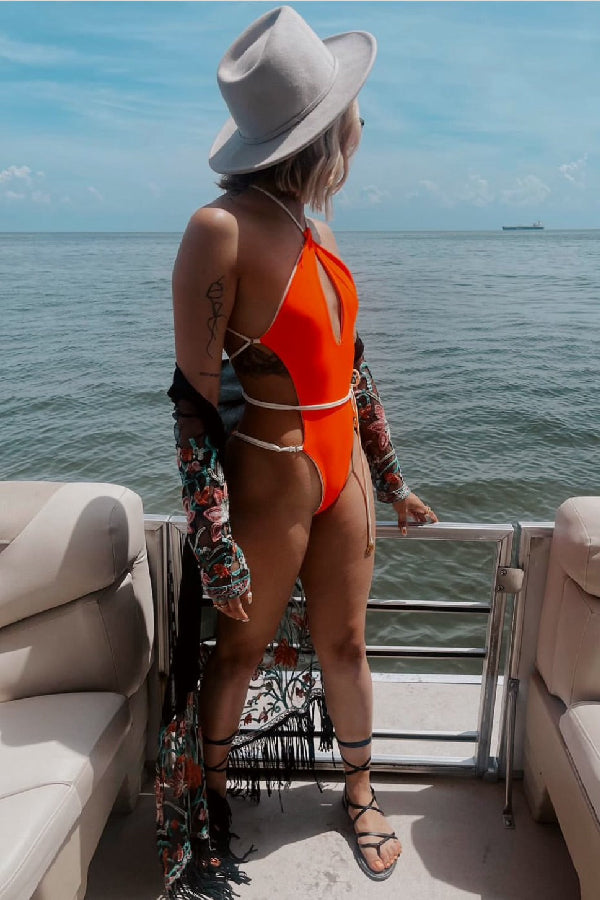 Bali One Piece Neon Orange and White Cream Double Side