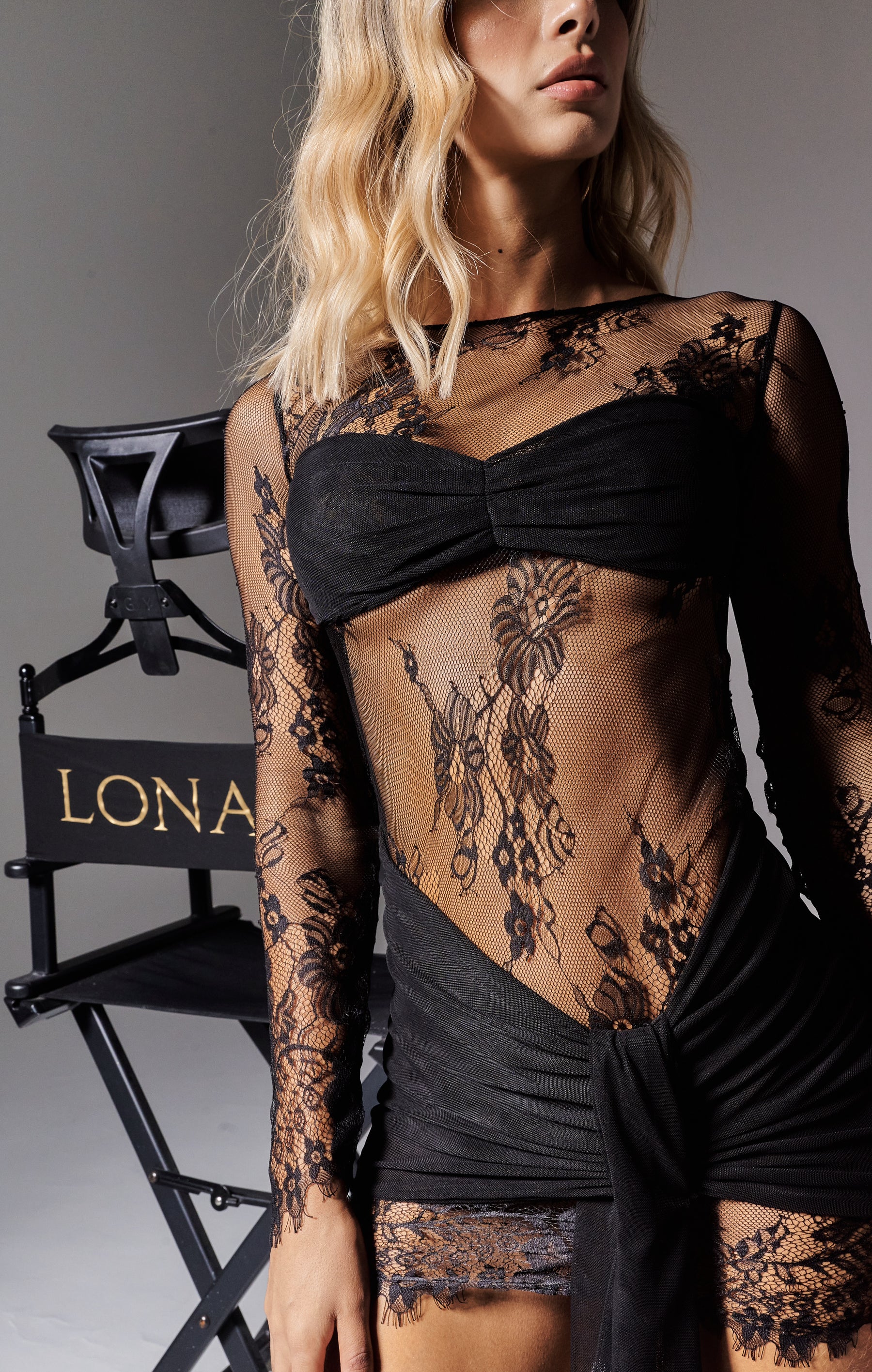 Lady Lace Mini Dress Black