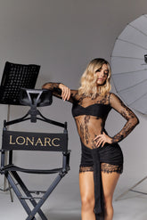 Lady Lace Mini Dress Black