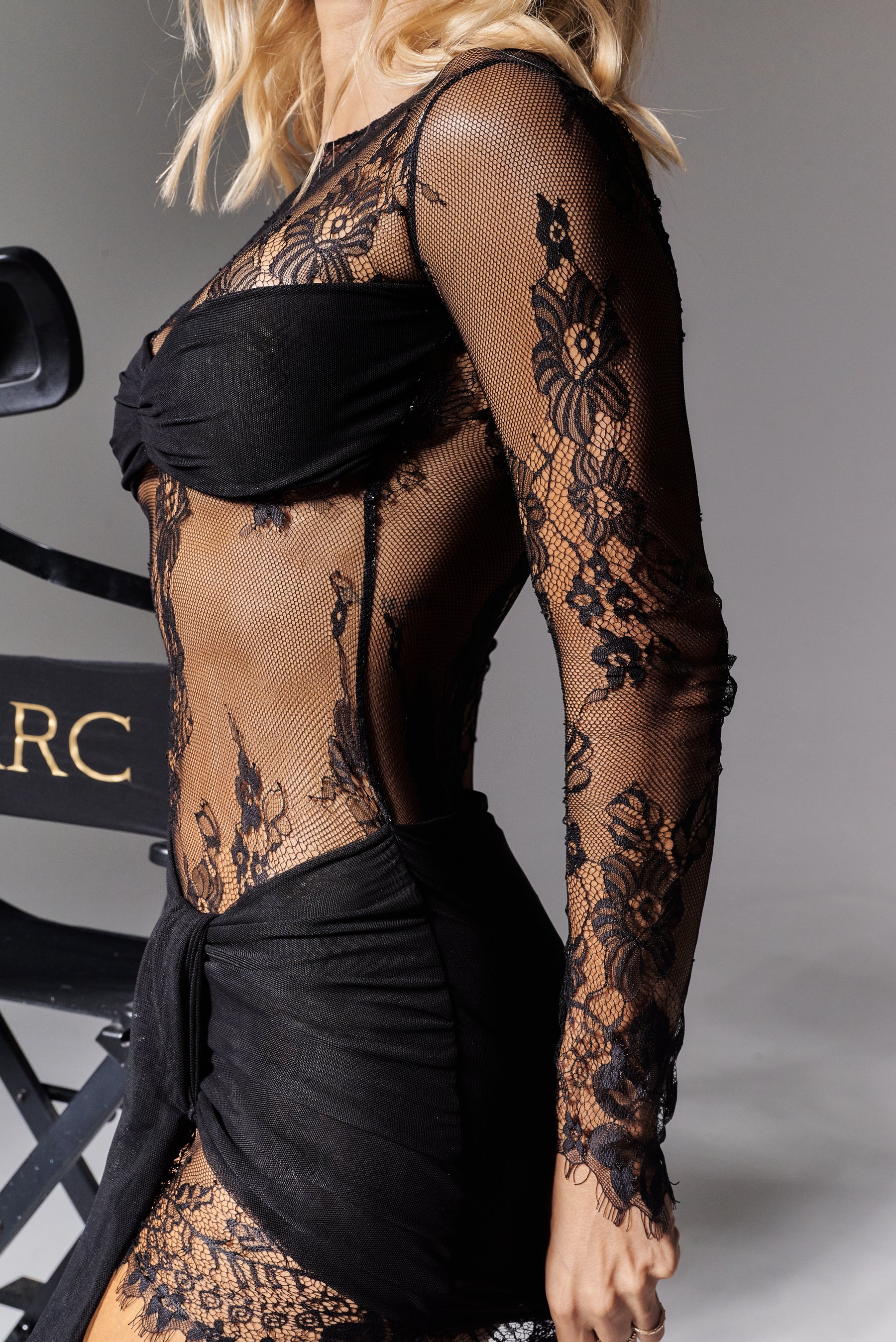 Lady Lace Mini Dress Black