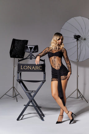 Lady Lace Mini Dress Black