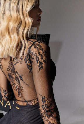 Lady Lace Mini Dress Black