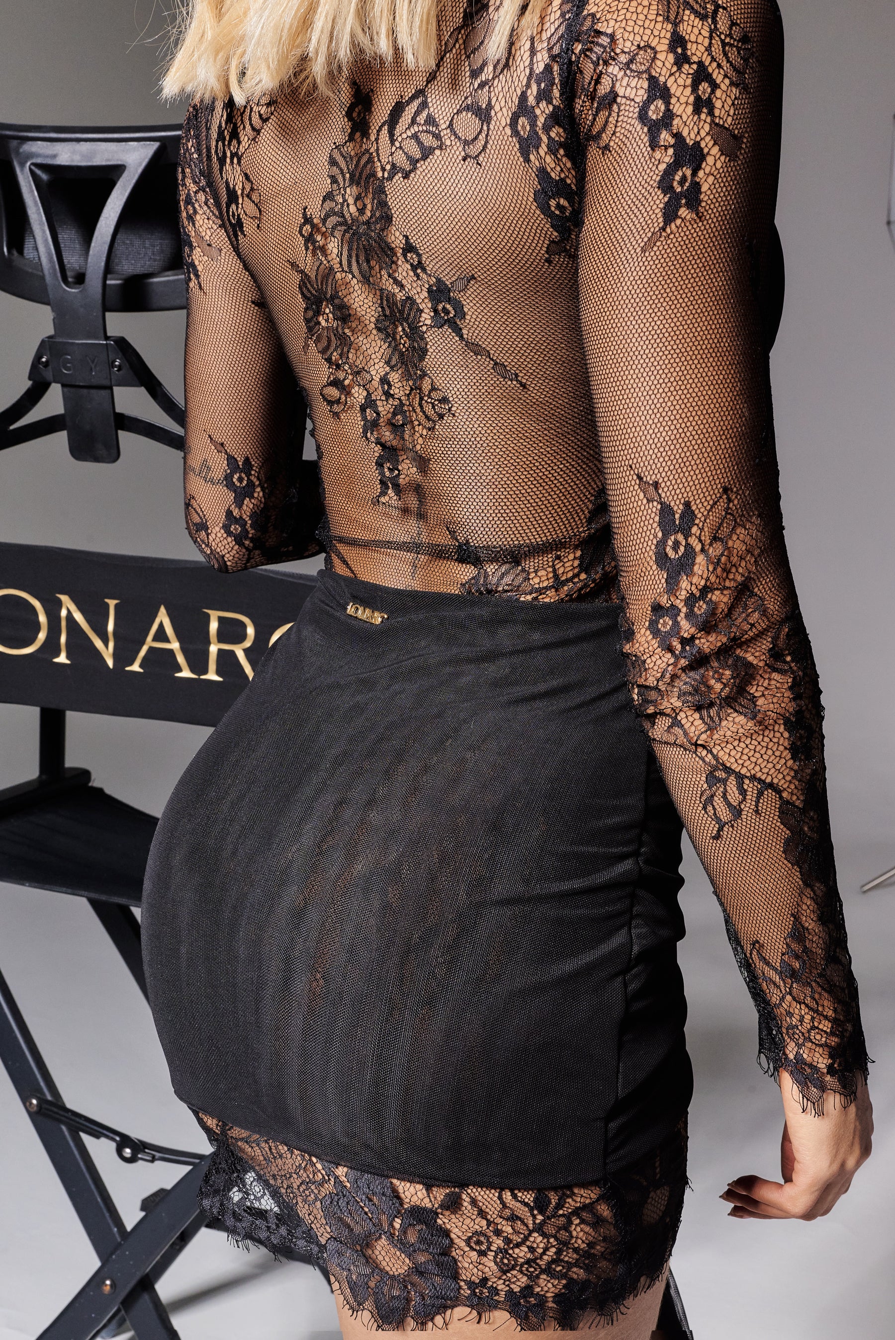 Lady Lace Mini Dress Black