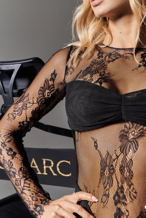 Lady Lace Mini Dress Black