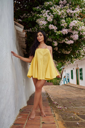 Oia Cotton Dress Yellow