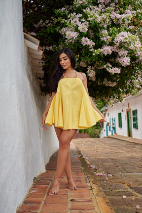 Oia Cotton Dress Yellow