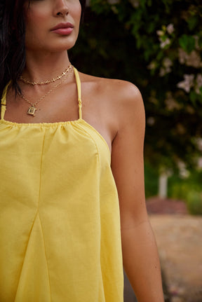 Oia Cotton Dress Yellow