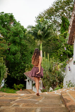 Oia Cotton Dress Brown
