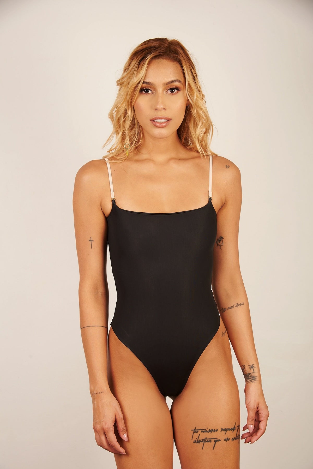 Giza One Piece Black and Nude Strips